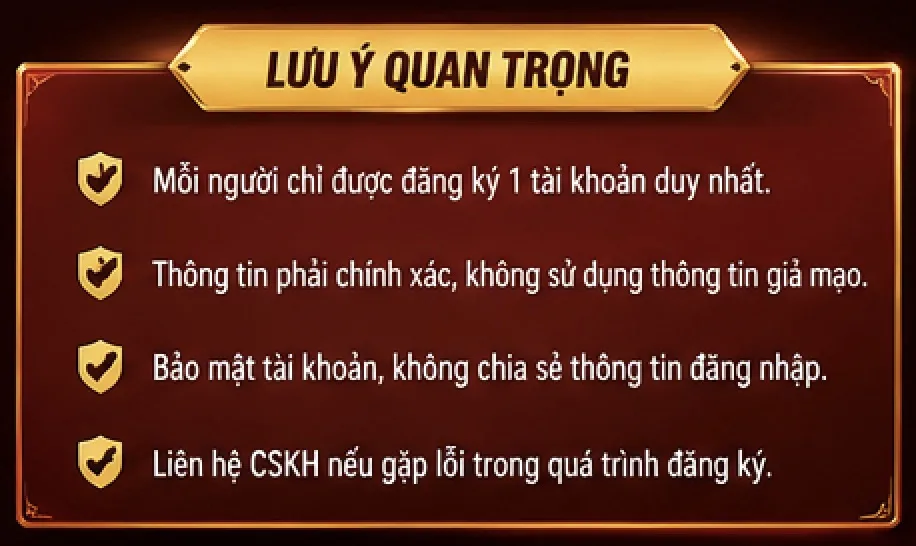 Đăng ký Hitclub Lưu ý quan trọng
