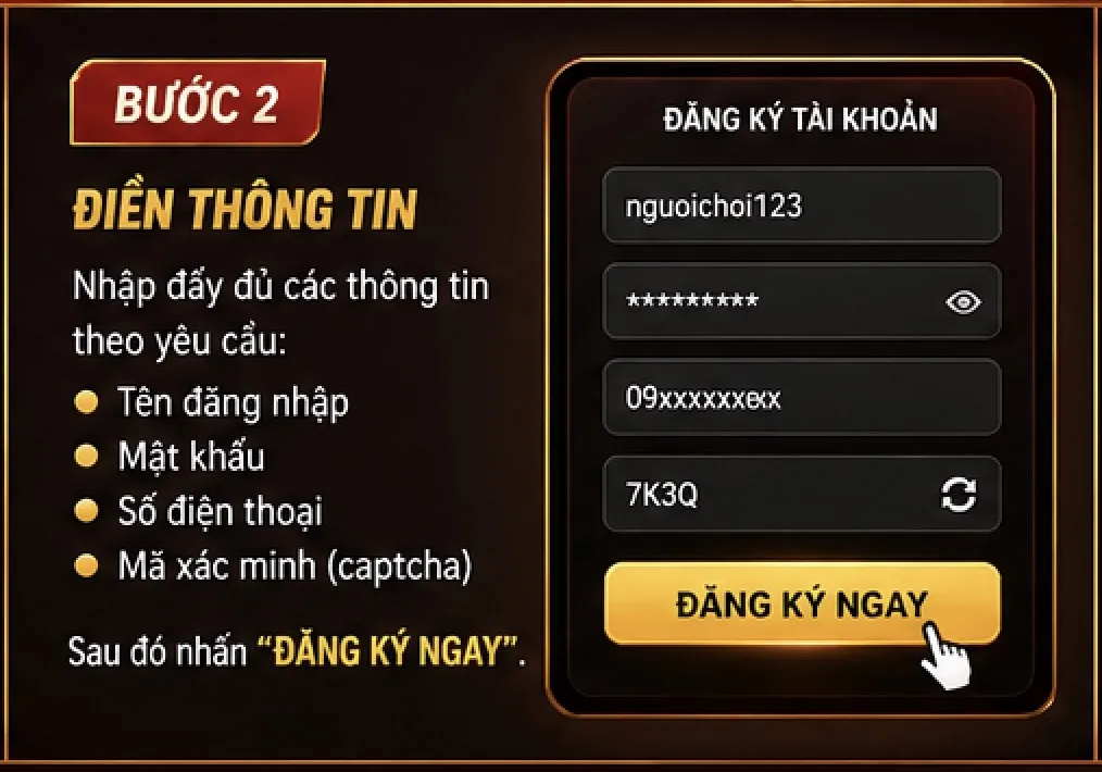 Đăng ký Hitclub bước 2