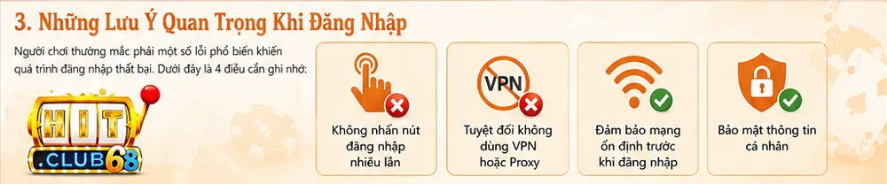 Nhưng lưu ý quan trọng khi đăng nhập hiclub