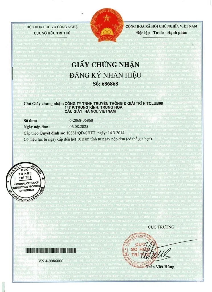 hitclub giấy sở hữu thương hiệu tại việt nam